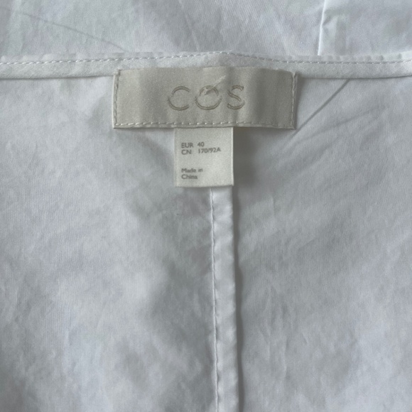 COS White Cotton Voluminous Gathered Front Rachet A-line Casual Pockets Dress - Picture 10 of 12